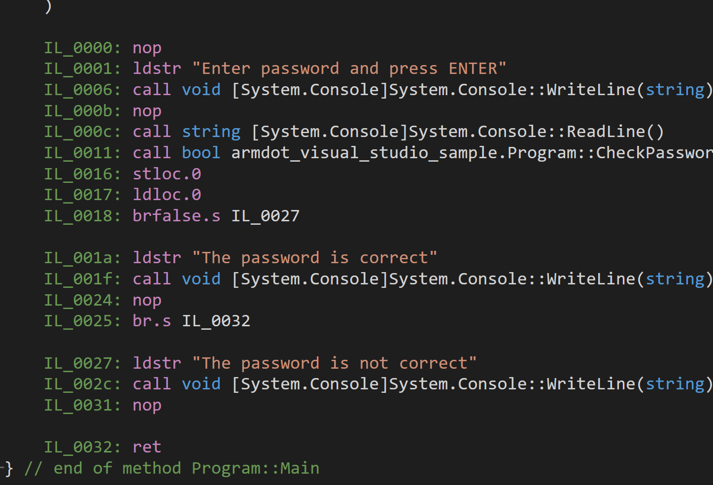 C# code before virtualization