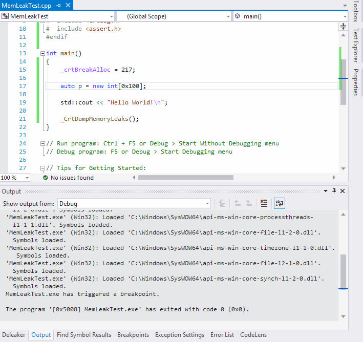 Allocation number helps find memory leaks