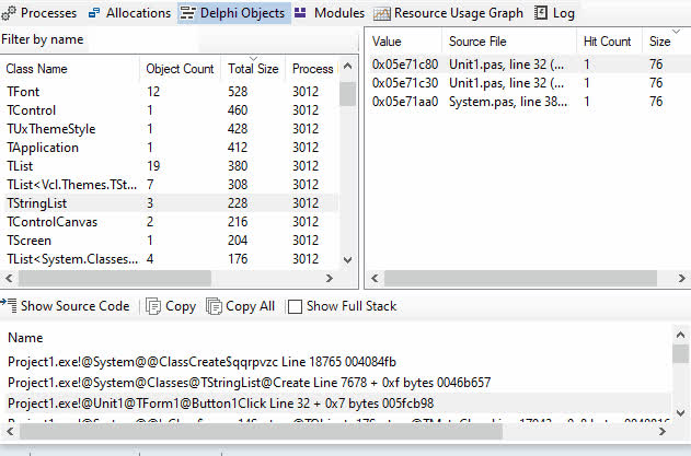 Get live Delphi objects