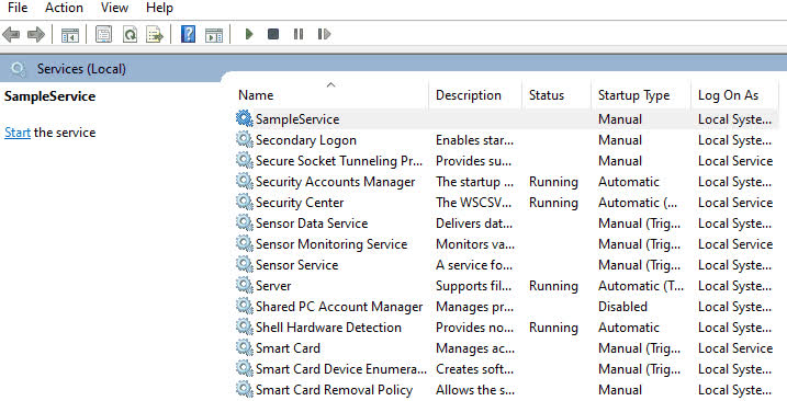 Shows how to start Windows Service