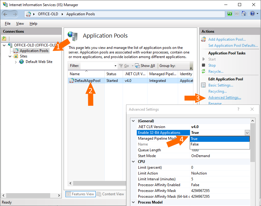 Enable 32-bit ISAPI extensions