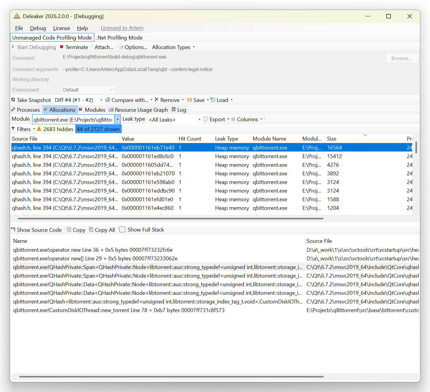 One cycle, filtered to qbittorrent.exe One cycle, filtered to qbittorrent.exe