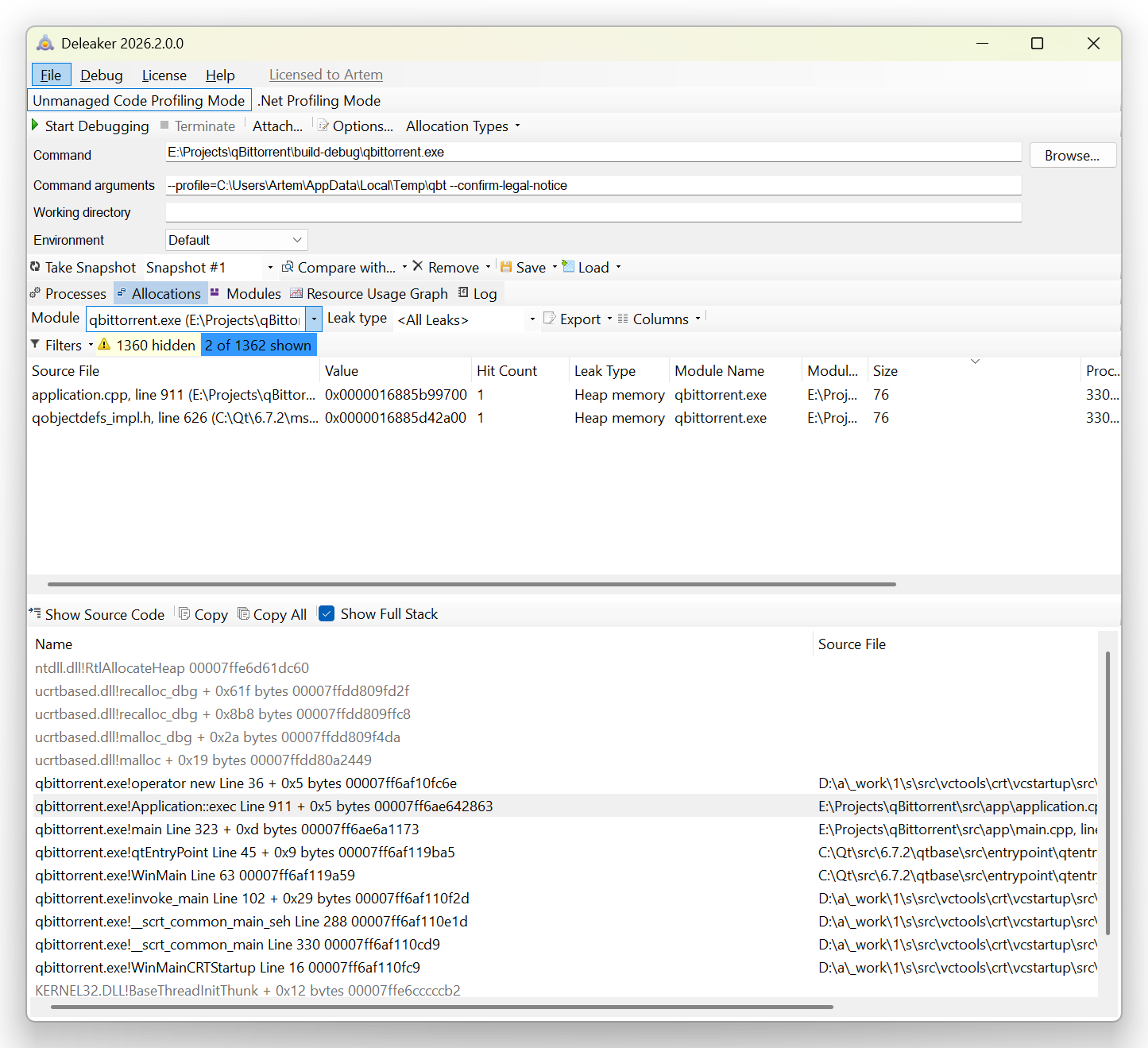 The same snapshot, filtered to qbittorrent.exe The same snapshot, filtered to qbittorrent.exe