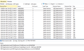 Deleaker provides comprehensive information for each allocation