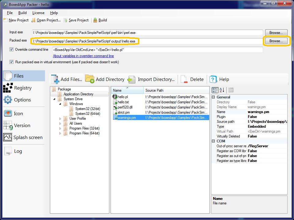 2. Set output name