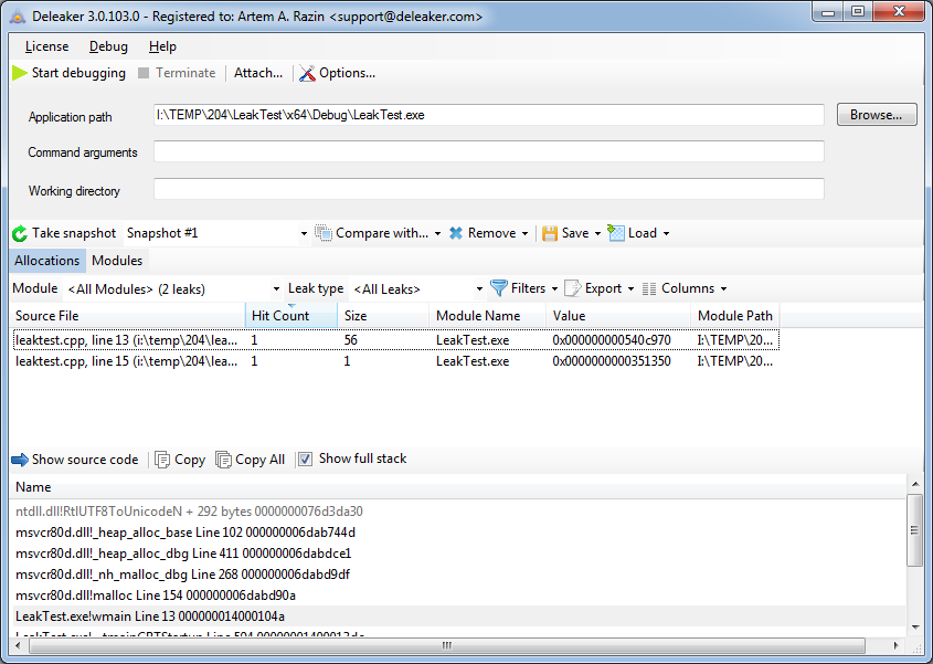 Deleaker works as a standalone profiler