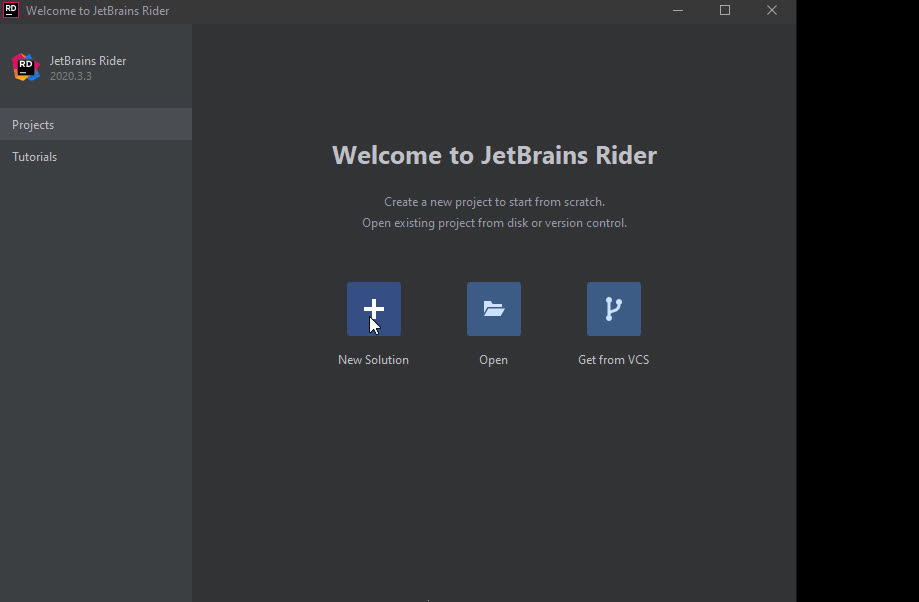 Create a project in Rider