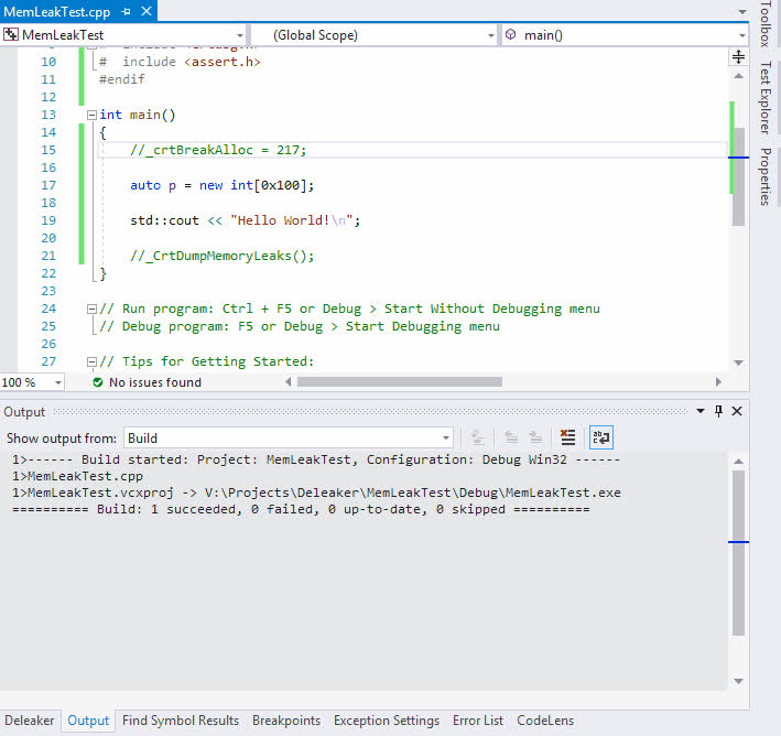 Deleaker detects memory leaks