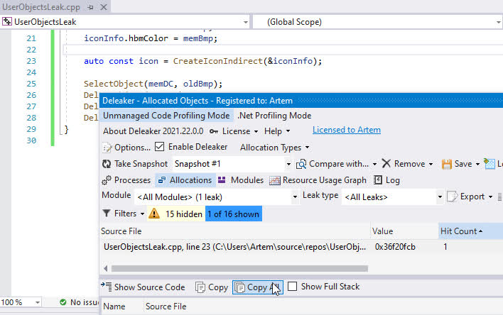 User objects leaks have been detected
