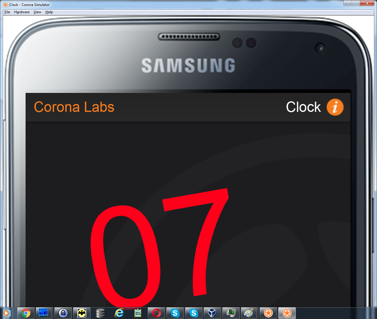 Corona Clock sample running