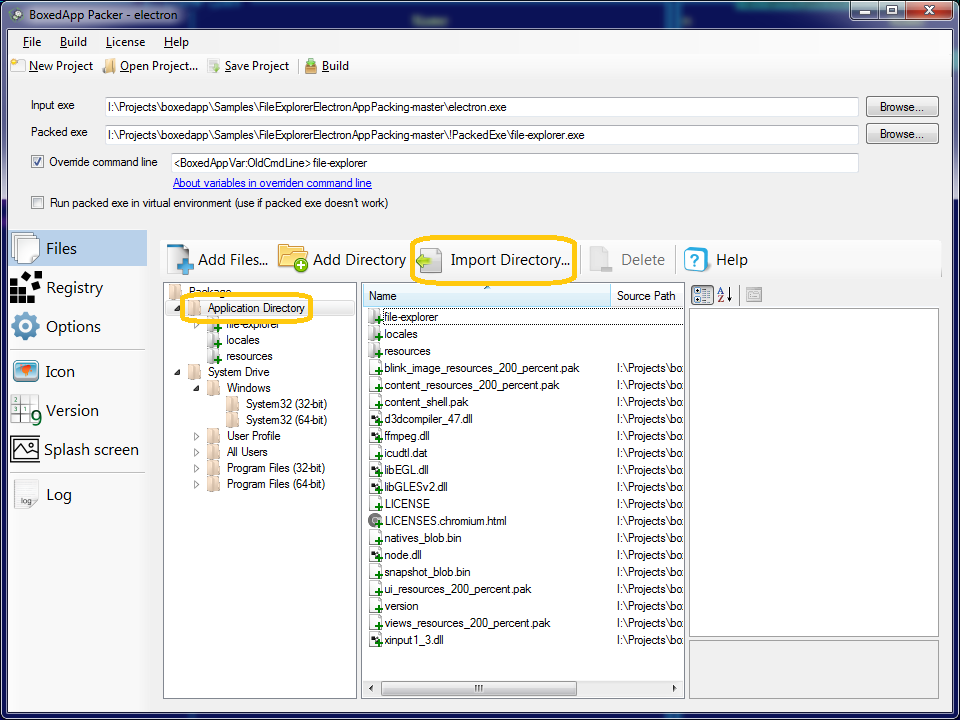 Import app directories