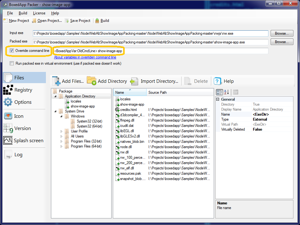 3. Override command line