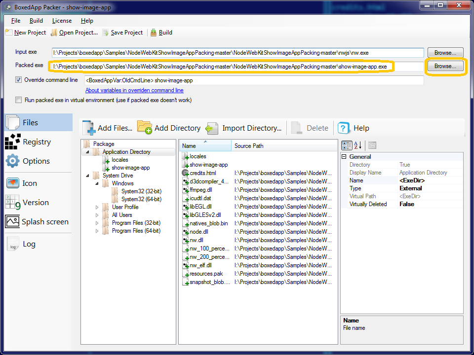 2. Set output name