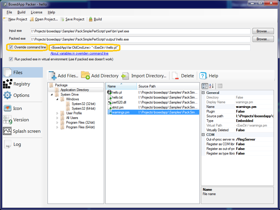 3. Override command line