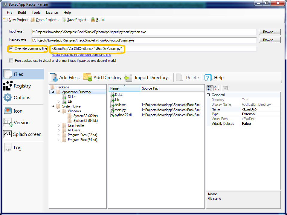 3. Override command line