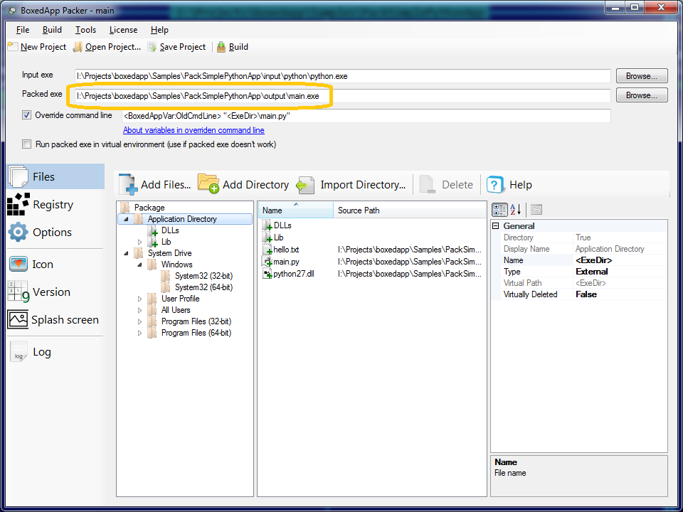 2. Set output name