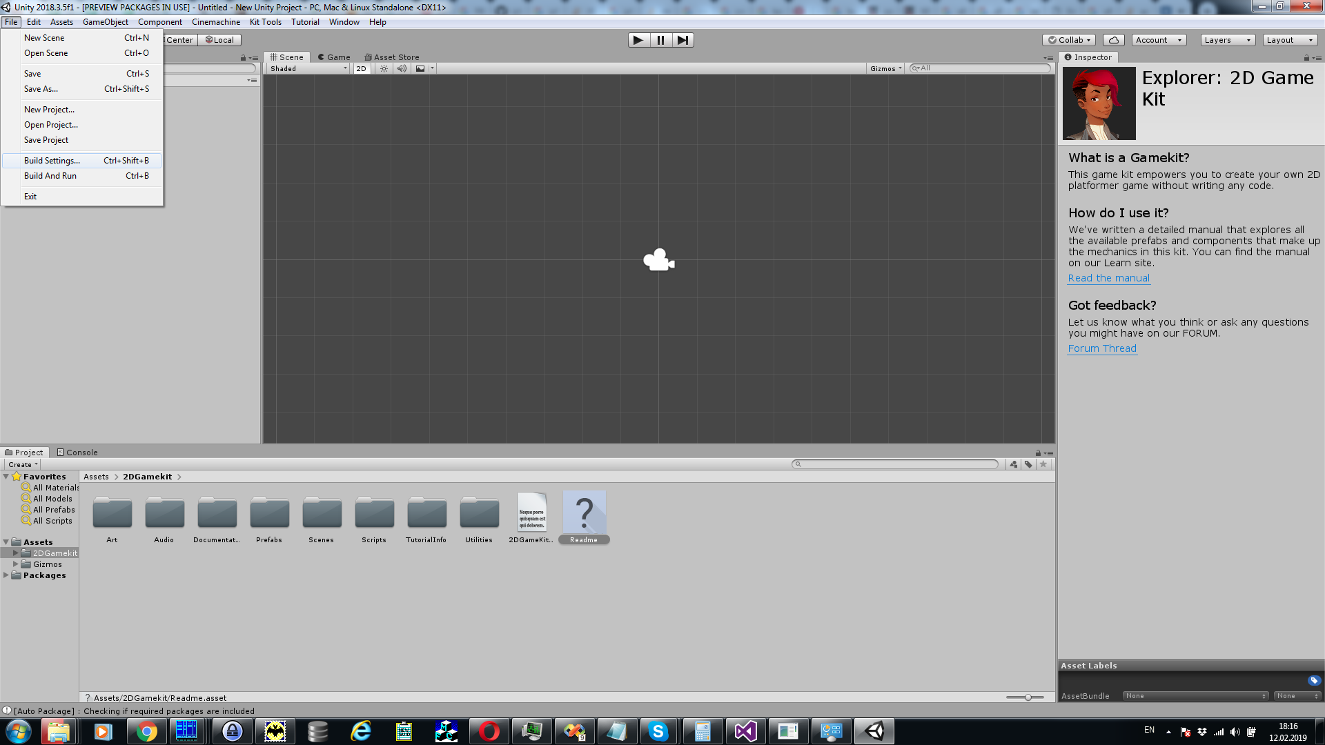 Unity Hub 2D Game Kit